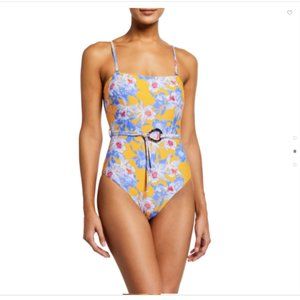 LETARTE floral TORTOISE RING BELTED ONE-PIECE NWT